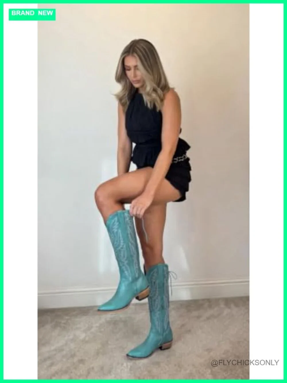 Womens Over the Knee Cowboy Boots Polyurethane Pointed Toe Stacked Heel